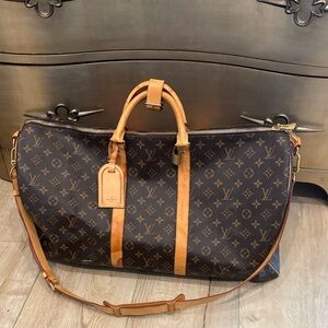 Louis Vuitton Brown Monogram Keepall Bandoulière 55